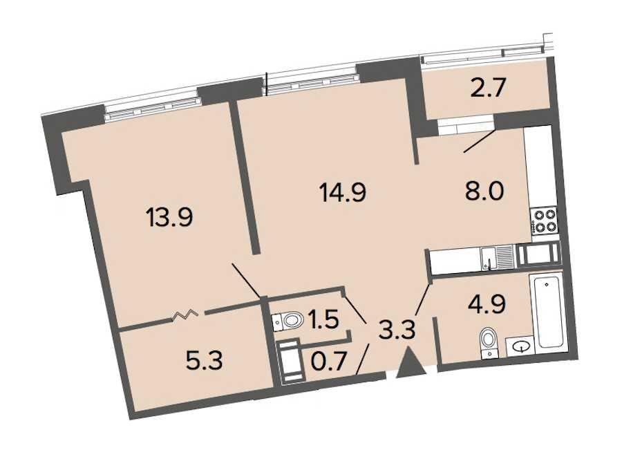Однокомнатная квартира в : площадь 52.5 м2 , этаж: 19 – купить в Санкт-Петербурге